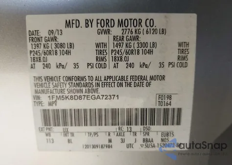 2014 Ford Explorer Xlt from USA, damaged, VIN 1FM5K8D87EGA72371